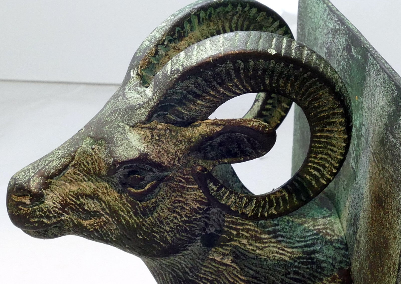 Bighorn brass metal ram heavy 6" figurine paperweight bookend sheep