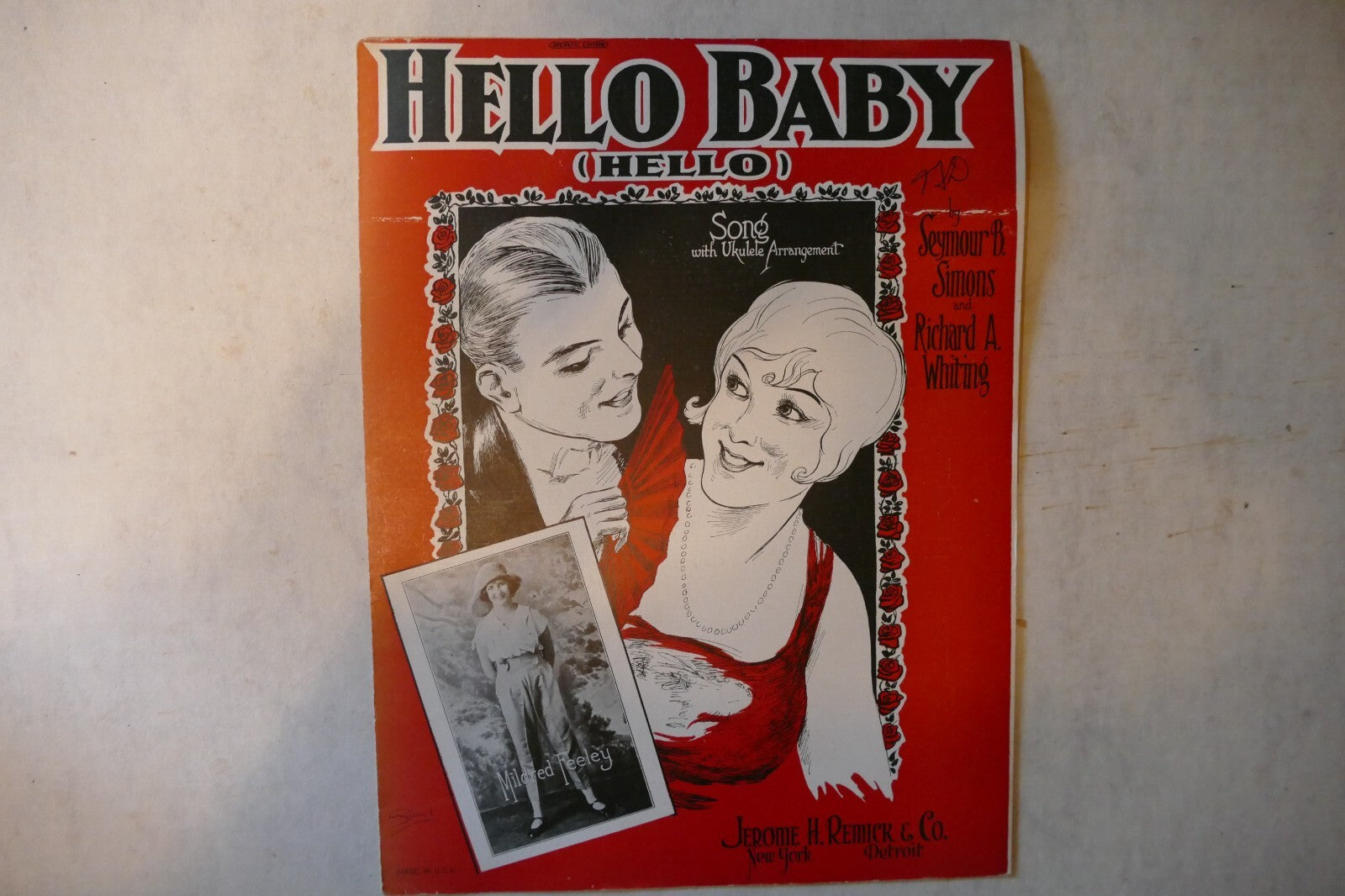 Hello baby, sheet music 1926, seymour b. simons, richard a. whiting, jerome h. remick & co.