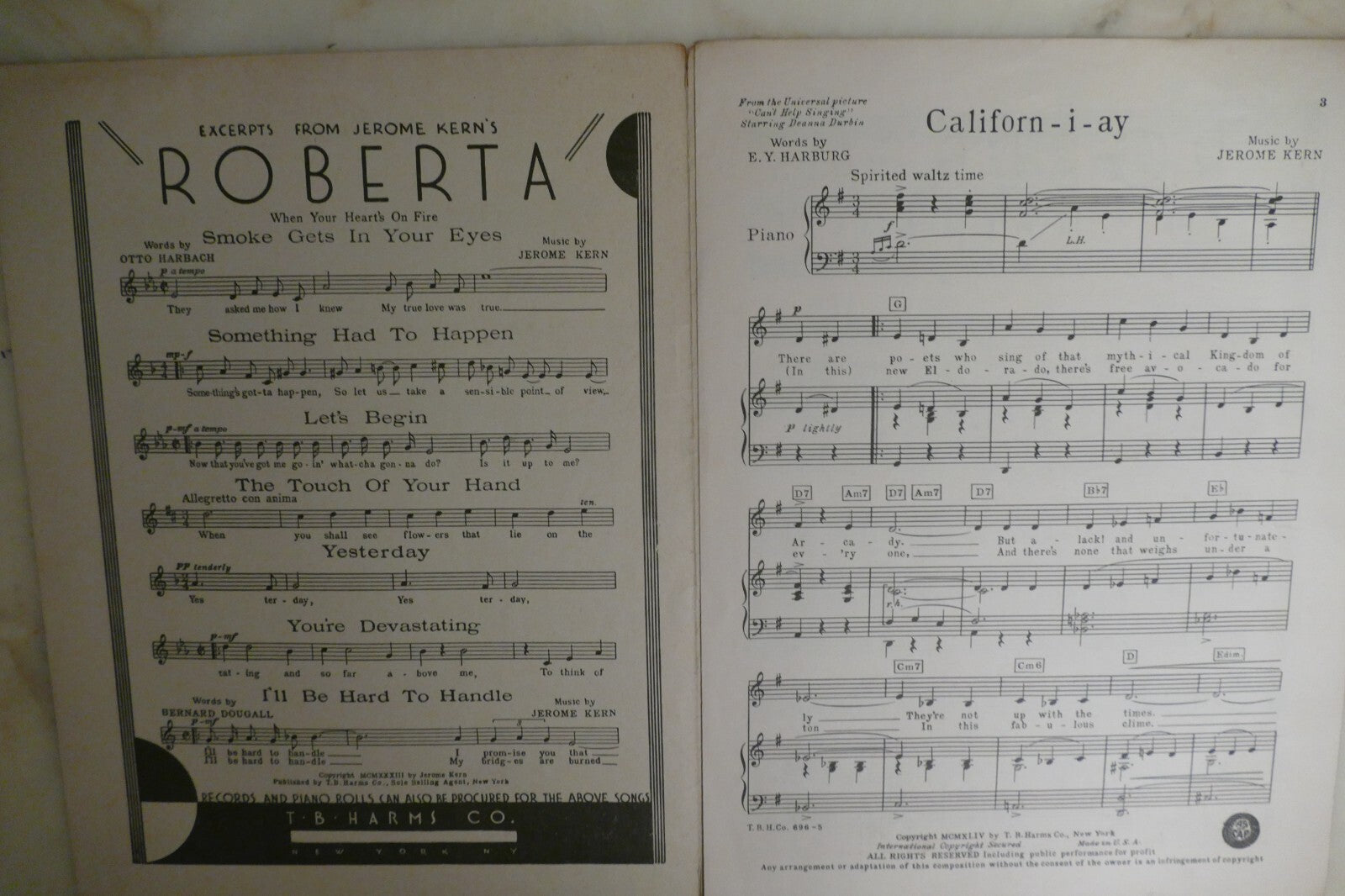 Californ-I-Ay 1944 by Jerome Kern and E. Y. Harburg from "Can't Help Singing"