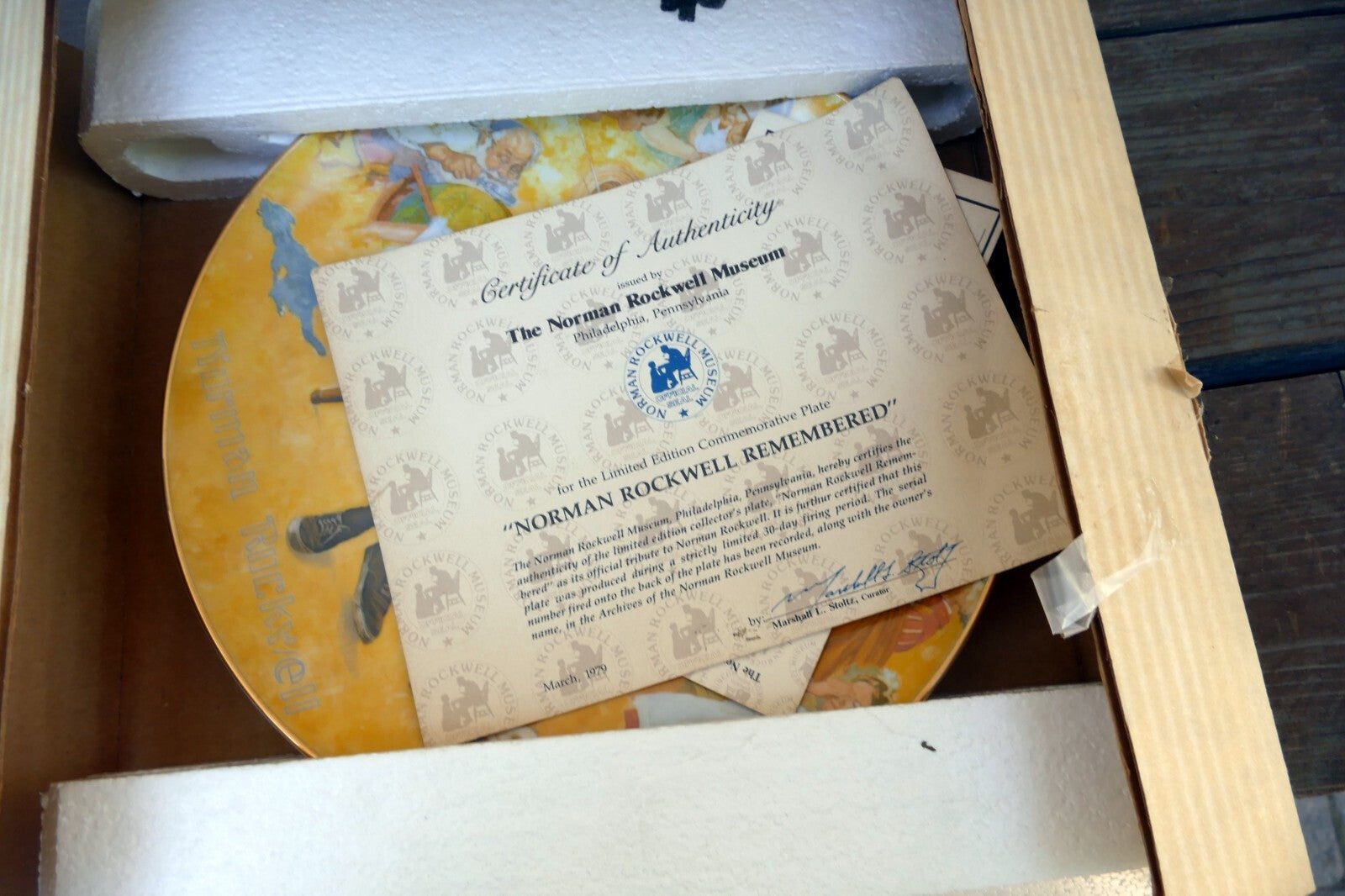 Norman rockwell remembered 1979 limited edition plate w/ coa author artist