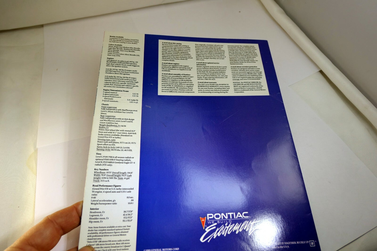 Pontiac 1990 Dealership Grand Prix Sports Sedans Sales Brochure Car