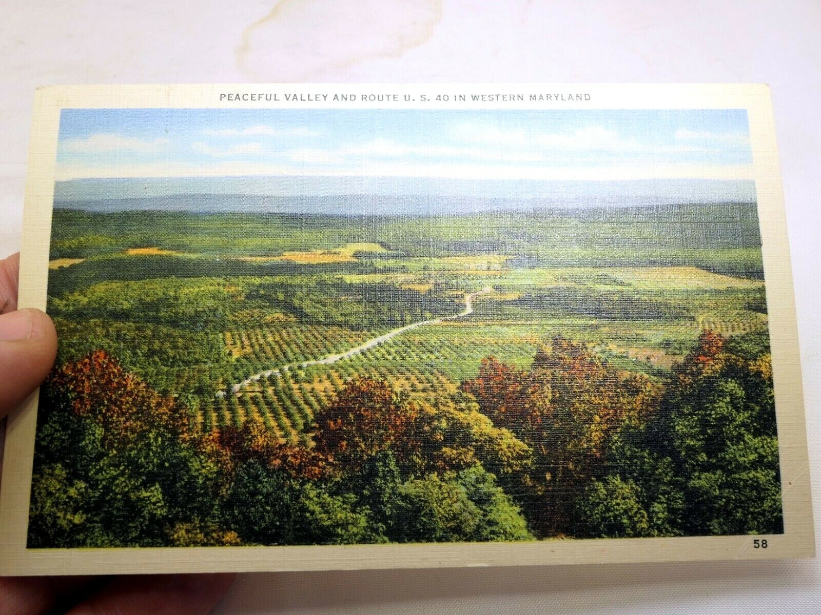 Postcard 1940's peaceful valley route us 40 in western maryland unposted