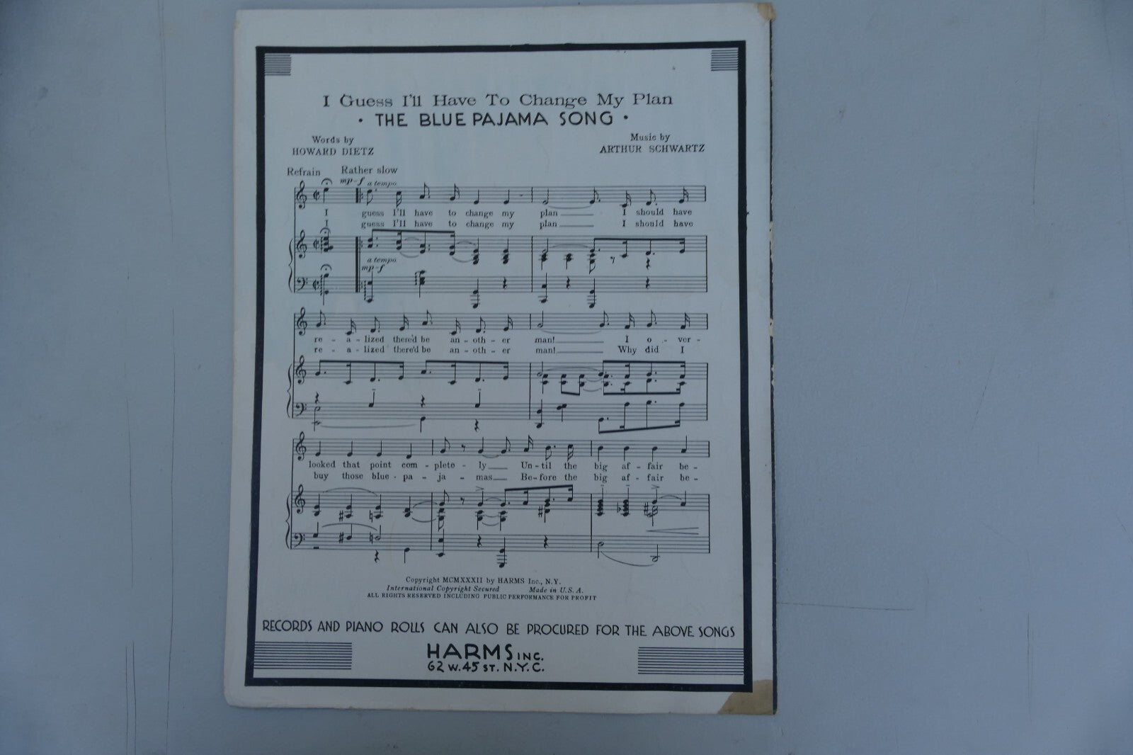 Let's Put Out The Lights 1932 by Herman Hupfield Harms Incorporated