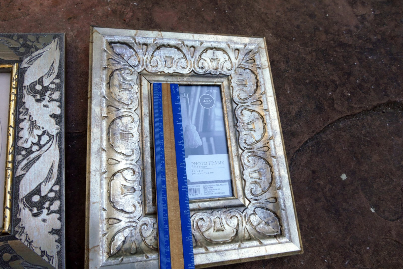 Pack of 2 Glass Wood Picture Frame 4X6 5X7" Art Photo floral design Silver Gold