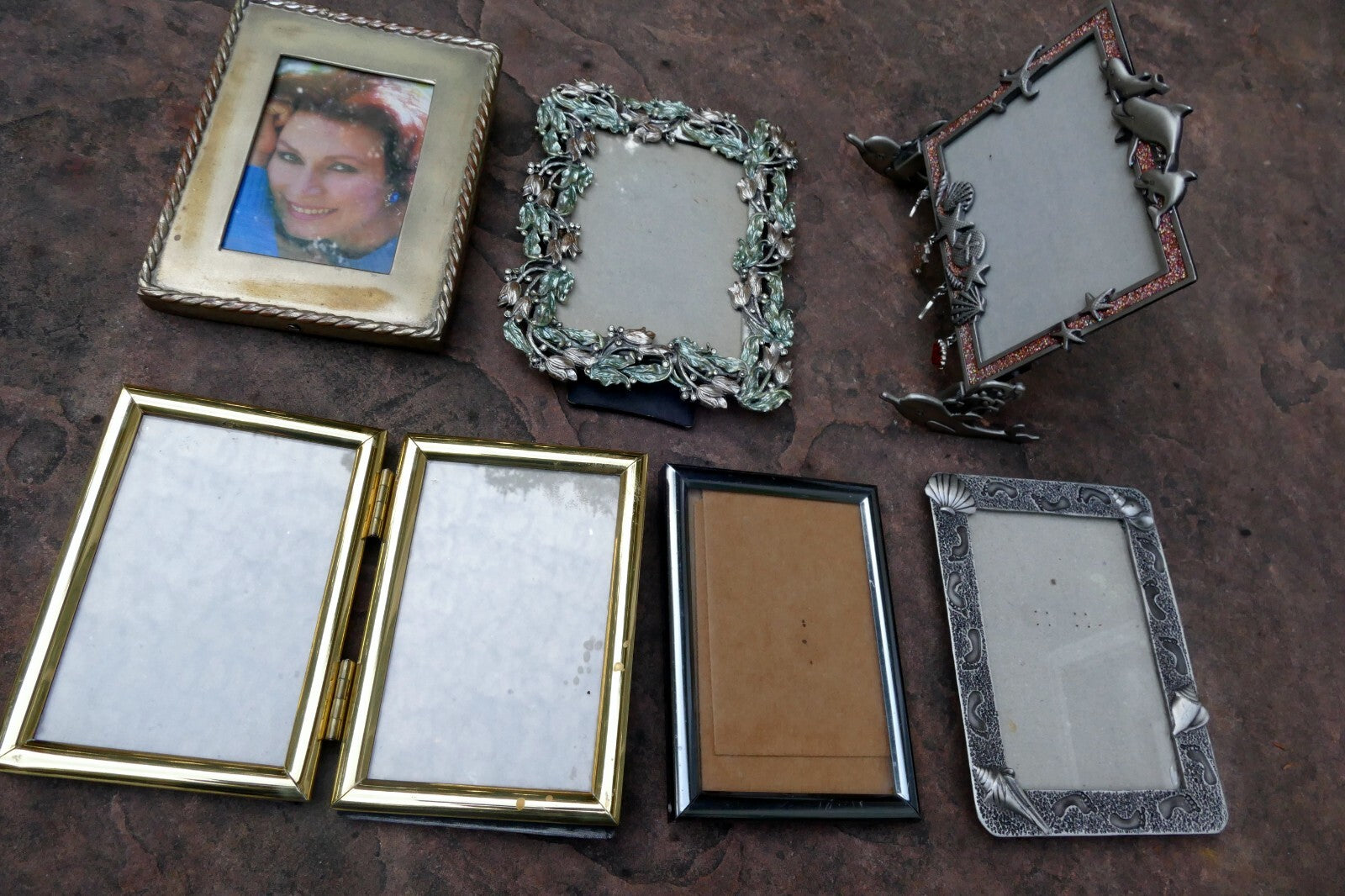 Pack of 6 metal brass ornate picture portrait frame 3x4" art photo mixed lot