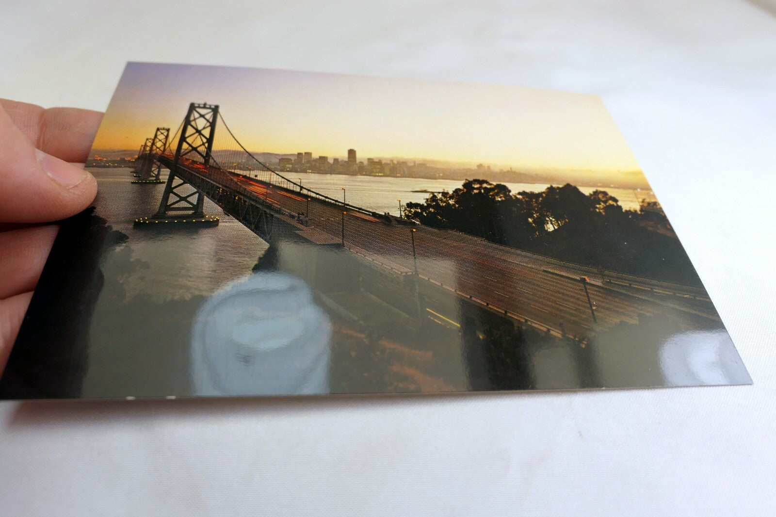 Oakland Bay Bridge San Francisco Sunset California USA Postcard 1970's