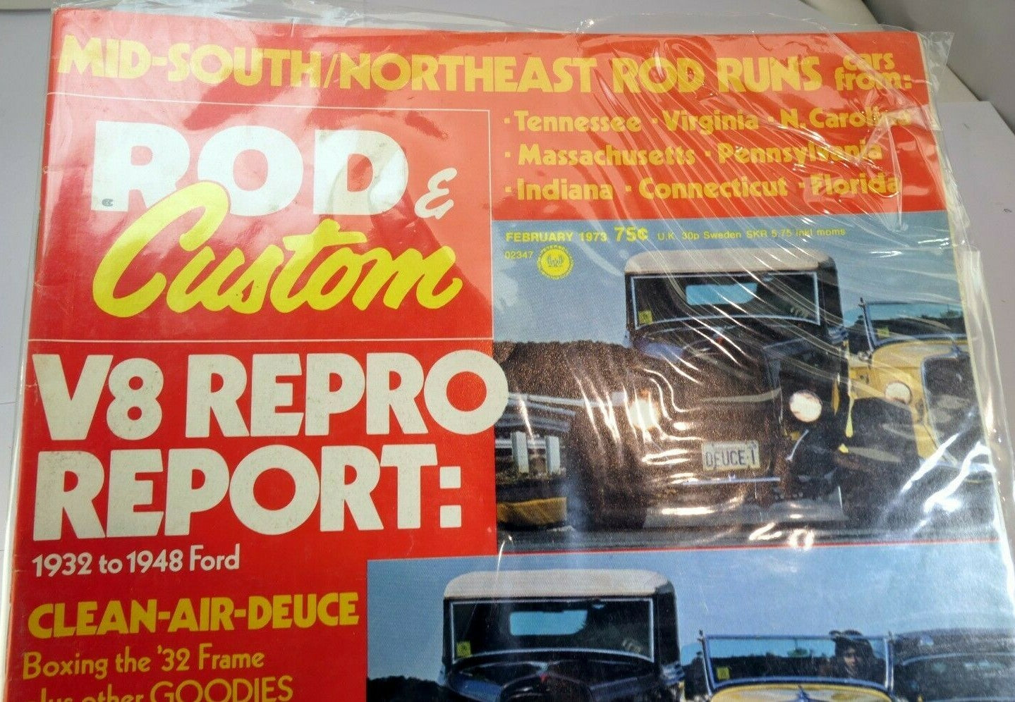 Rod & custom magazine february 1973 v8 repro report 1932 48 ford