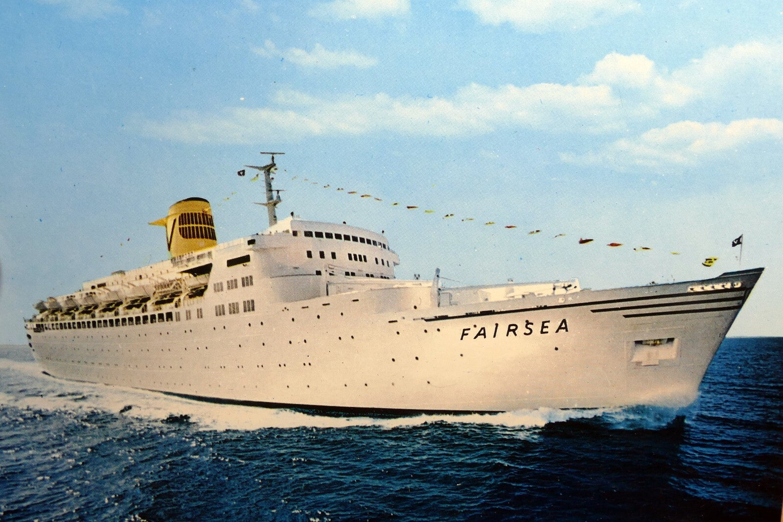 USS FairSea Sitmar Cruises Cruise Ship Passenger Line Liberian Registry Postcard
