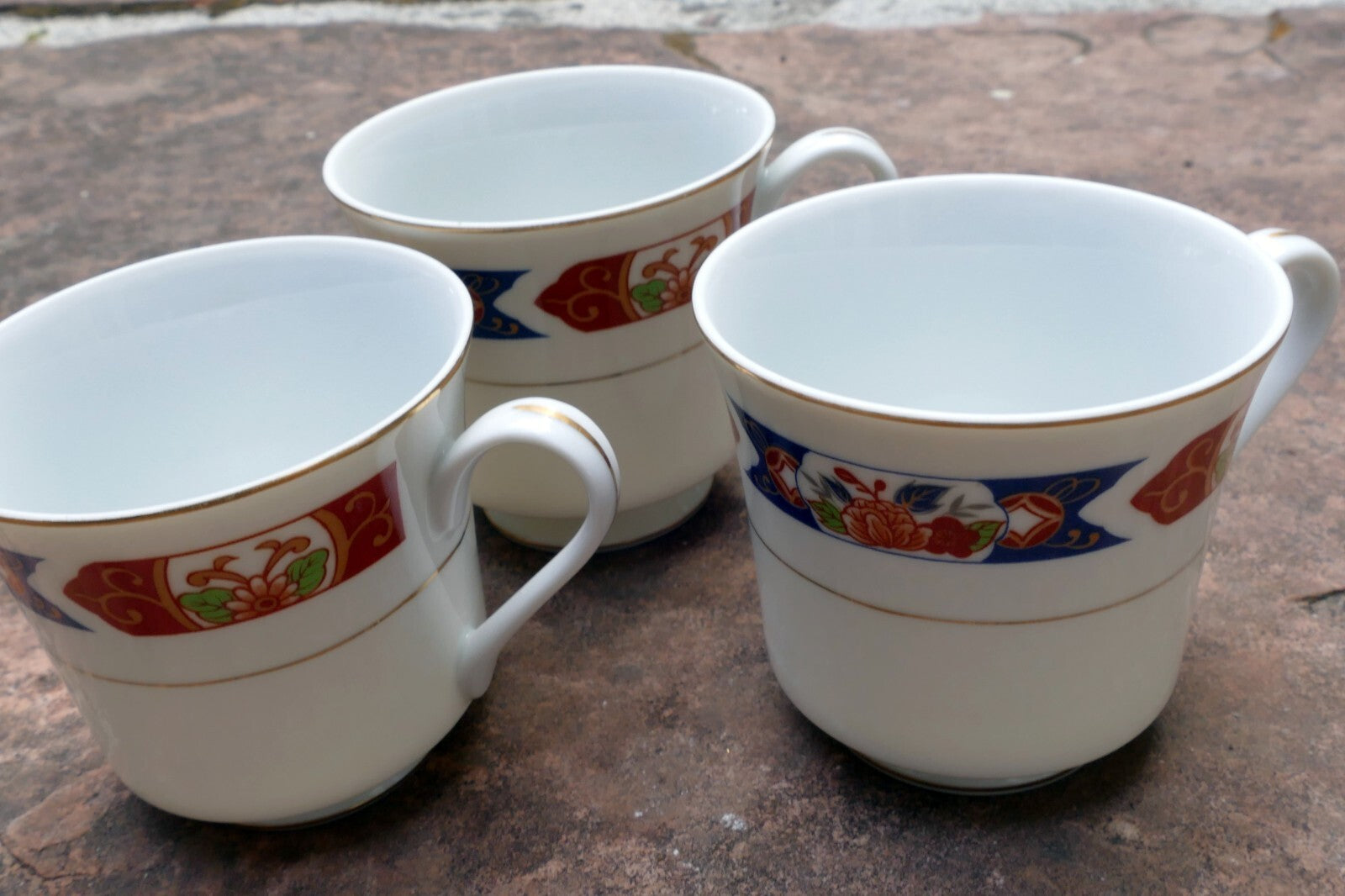 TTC China made Japan Pack of 3 Unique Porcelain Tea Cups lot Hand Painted Floral