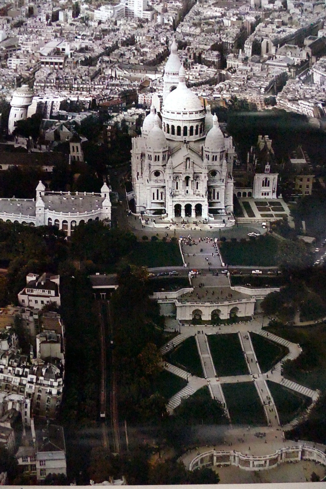 Paris france sacré coeur montmartre poster print aerial view photo 1970s 21x28"