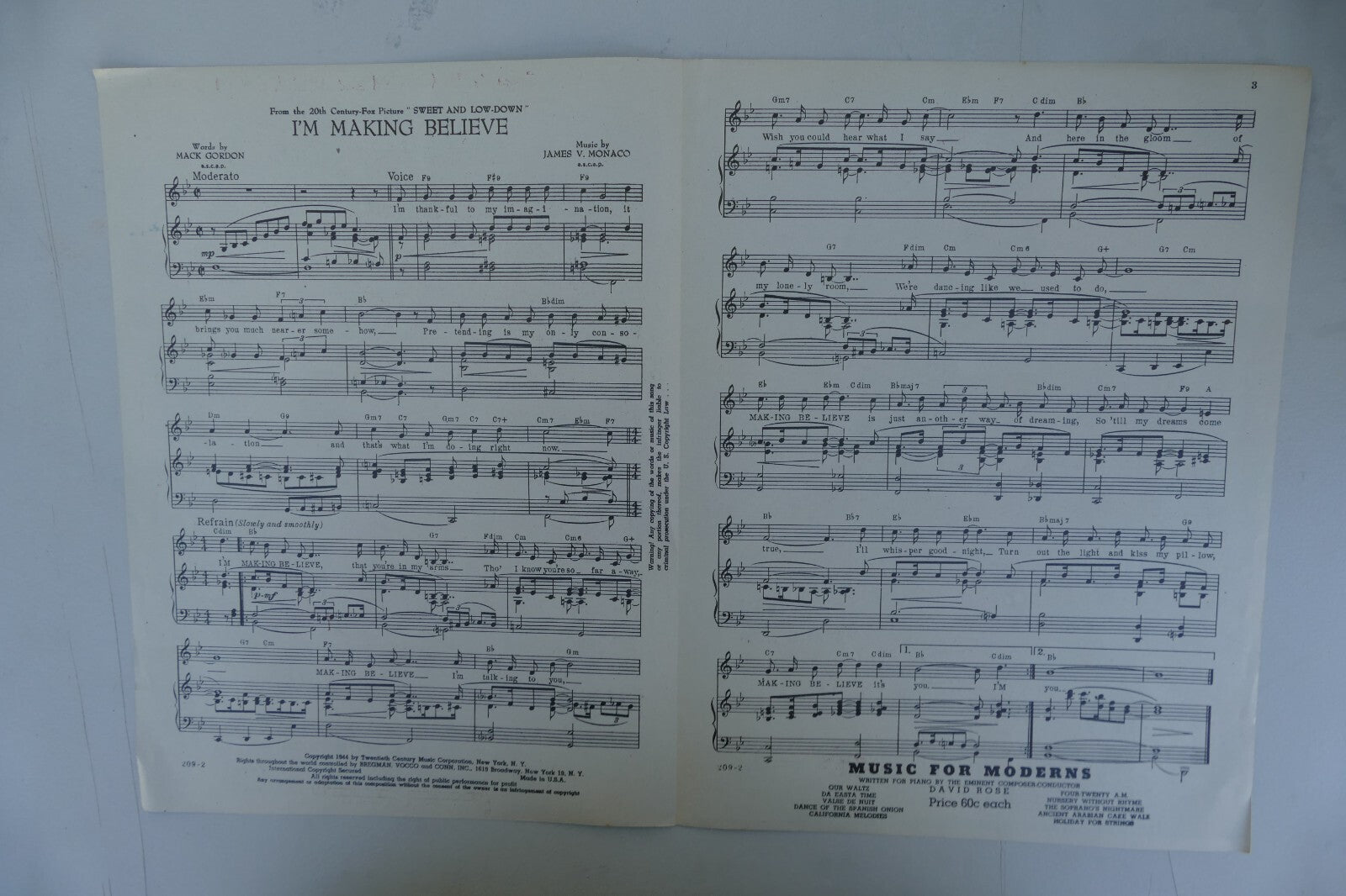I'm Making Believe 1944 from Sweet and Low-Down musical by James V. Monaco