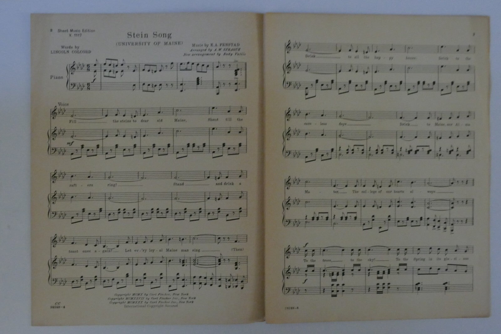 Stein Song (University of Maine), 1930, by Lincoln Colcord and E.A. Fenstad