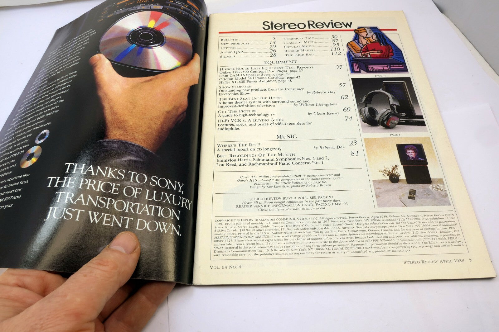 Stereo Review Magazine April 1989 Home Theater Surround sound Hi-Fi
