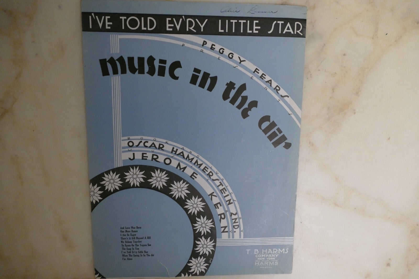 I've Told Ev'ry Little Star 1932 by Jerome Kern from "Music In The Air" musical
