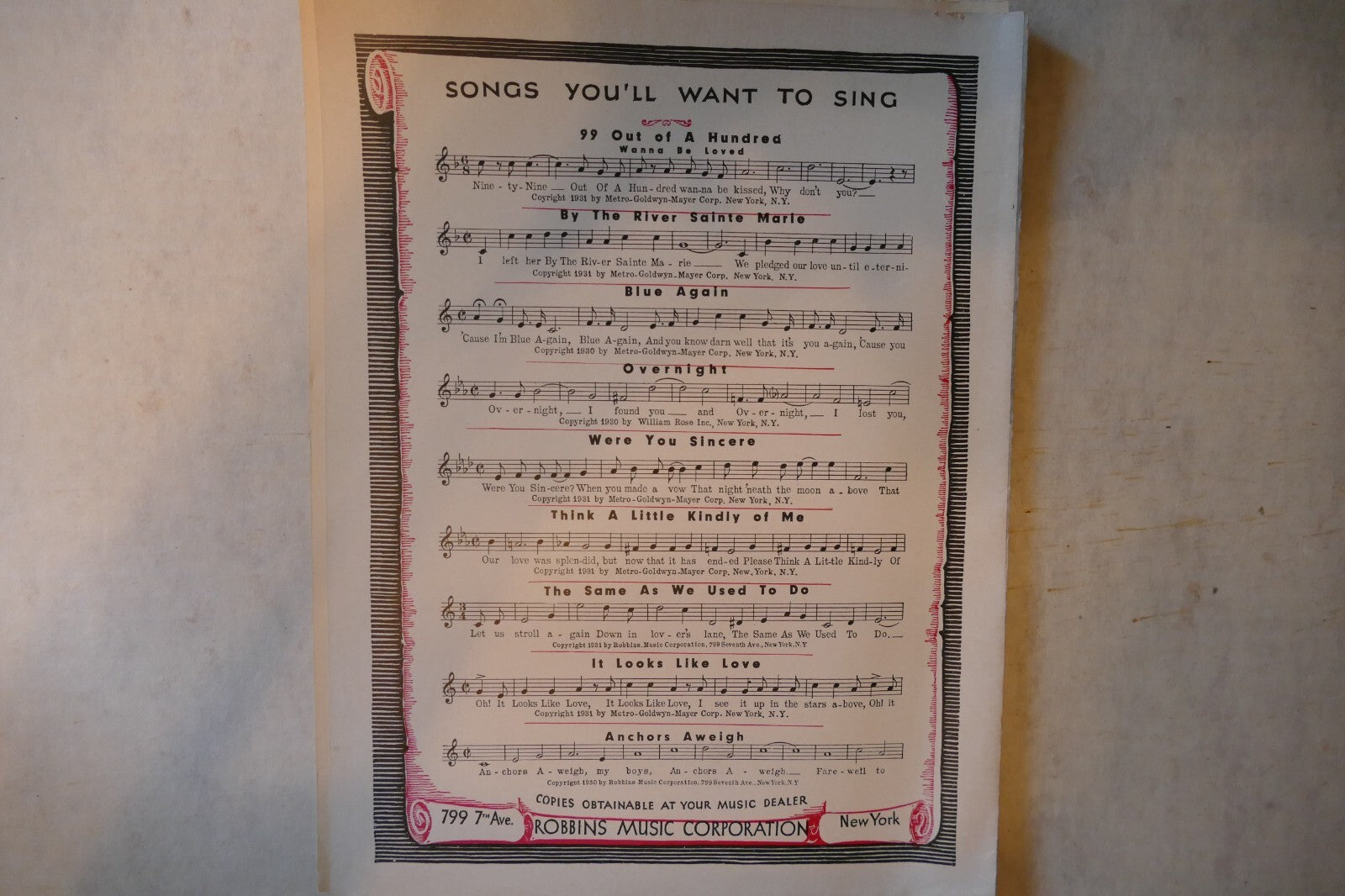 It Looks Like Love, 1931, by Arthur Freed and Harry Woods, Robbins Music Co.