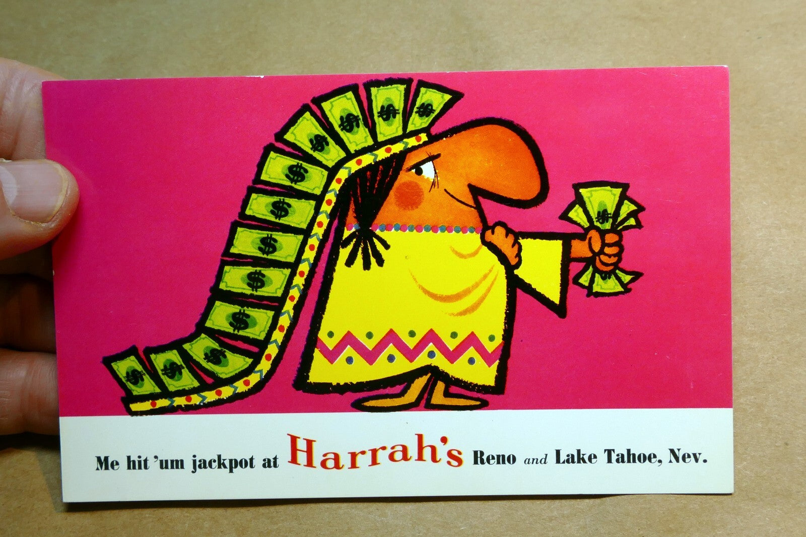 Me hit 'um The Jackpot At Harrah's Reno Lake Tahoe 1960's CASINO Reno