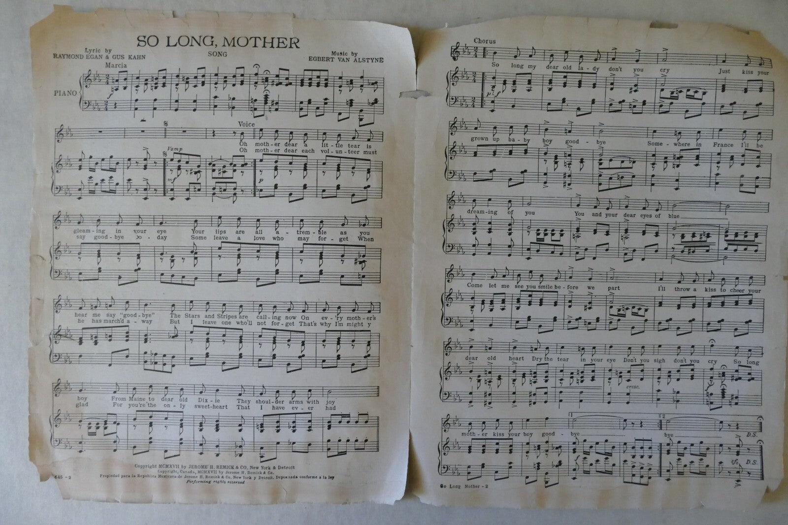 So Long, Mother, 1917, by Egbert Van Alstyne, Raymond Egan and Gus Kahn