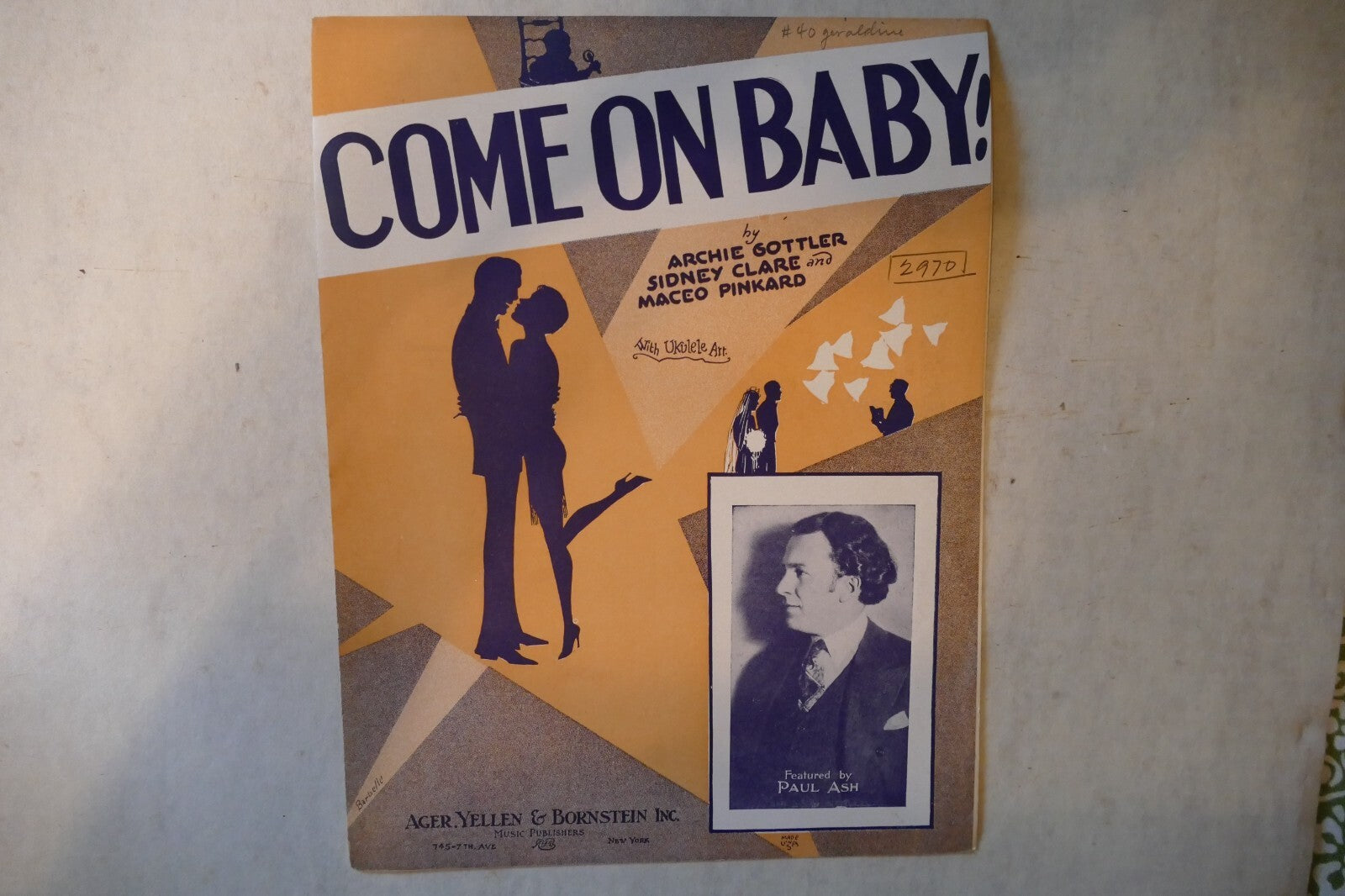 Come on baby! sheet music 1928, by archie gottler, sidney claire and maceo pinkard