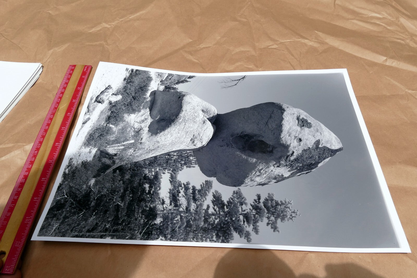Yosemite California 11X14" Black & white Picture Photo Boulder Rock sky Unsigned
