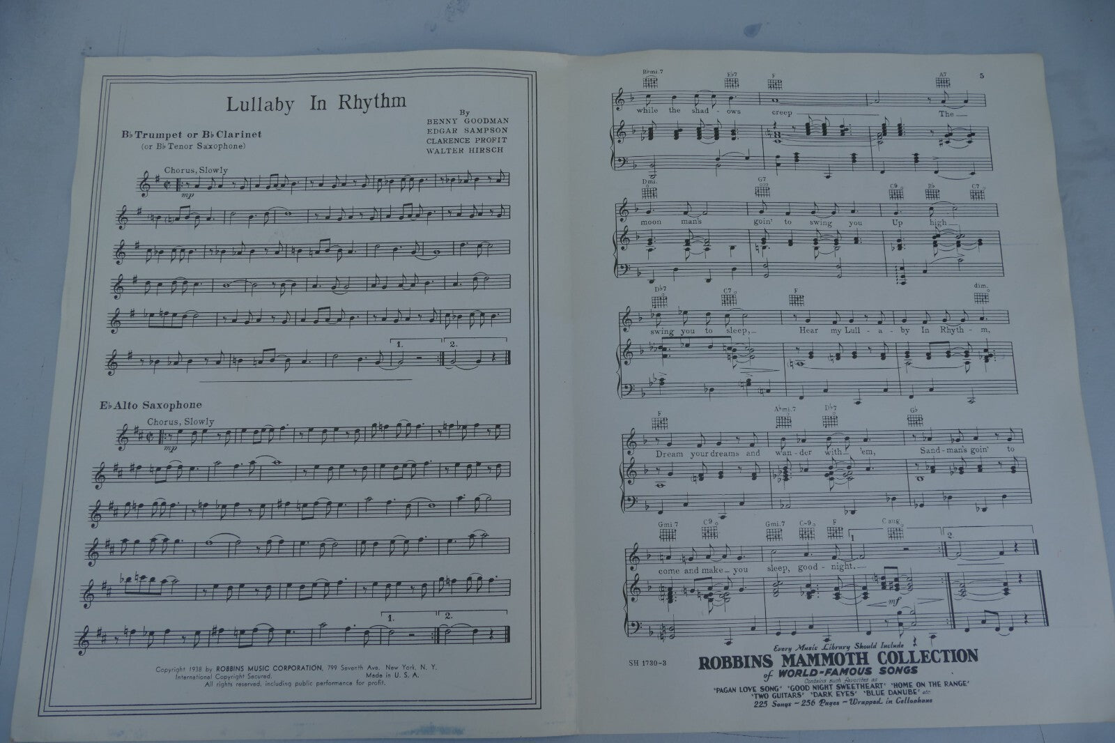 Lullaby In Rhythm by Benny Goodman and others 1938 Robbins Music Co.