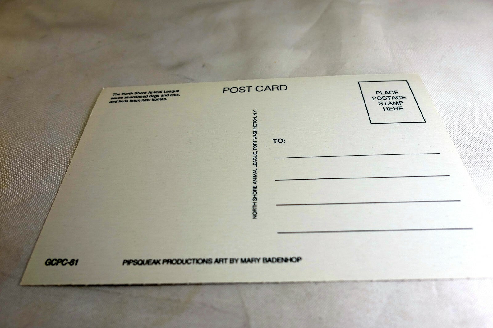 Just a Note Postcard Animal Shelter North Shore League Adopt a Pet Kitten 1980's