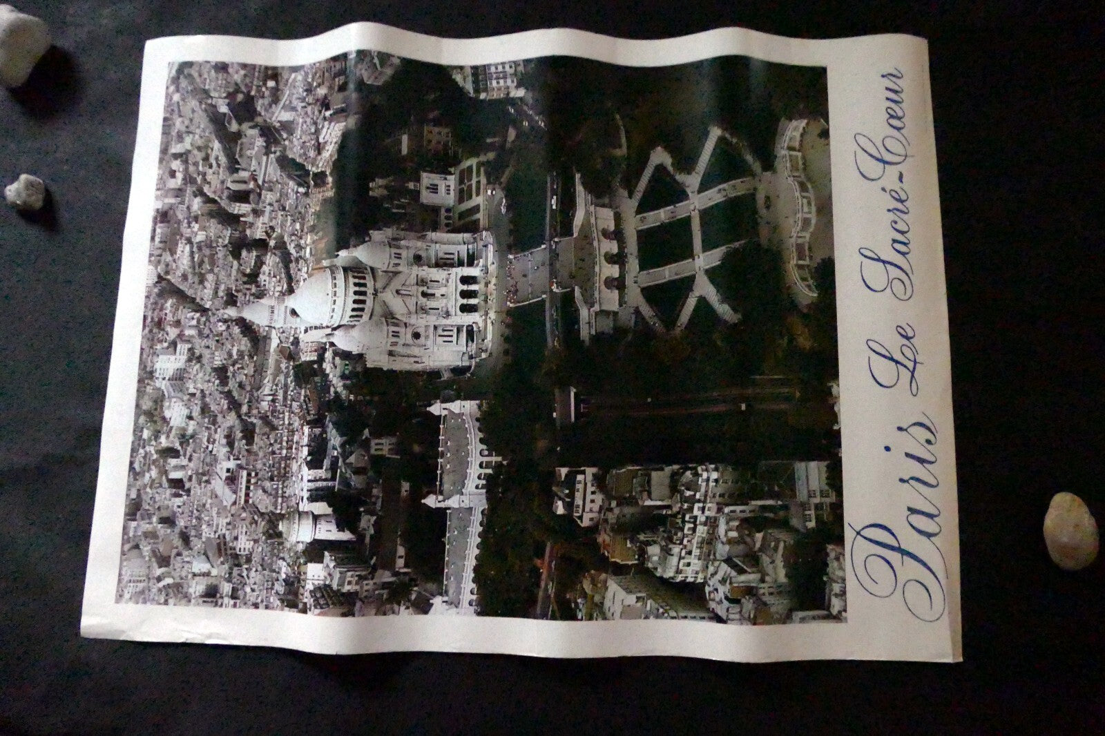 Paris France Sacre Coeur Montmartre Poster Print  Aerial View Photo 1970s 21X28"