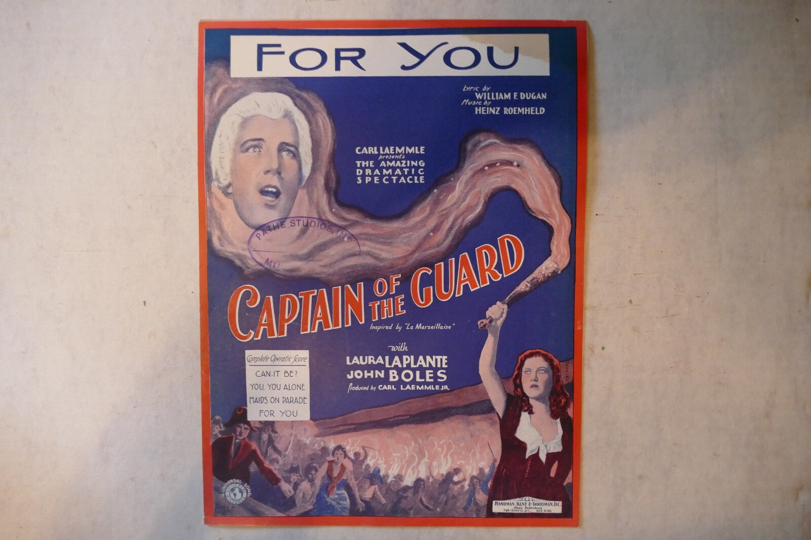 For you, sheet music 1930, from "captain of the guard", by william f. dugan, heinz roemheld