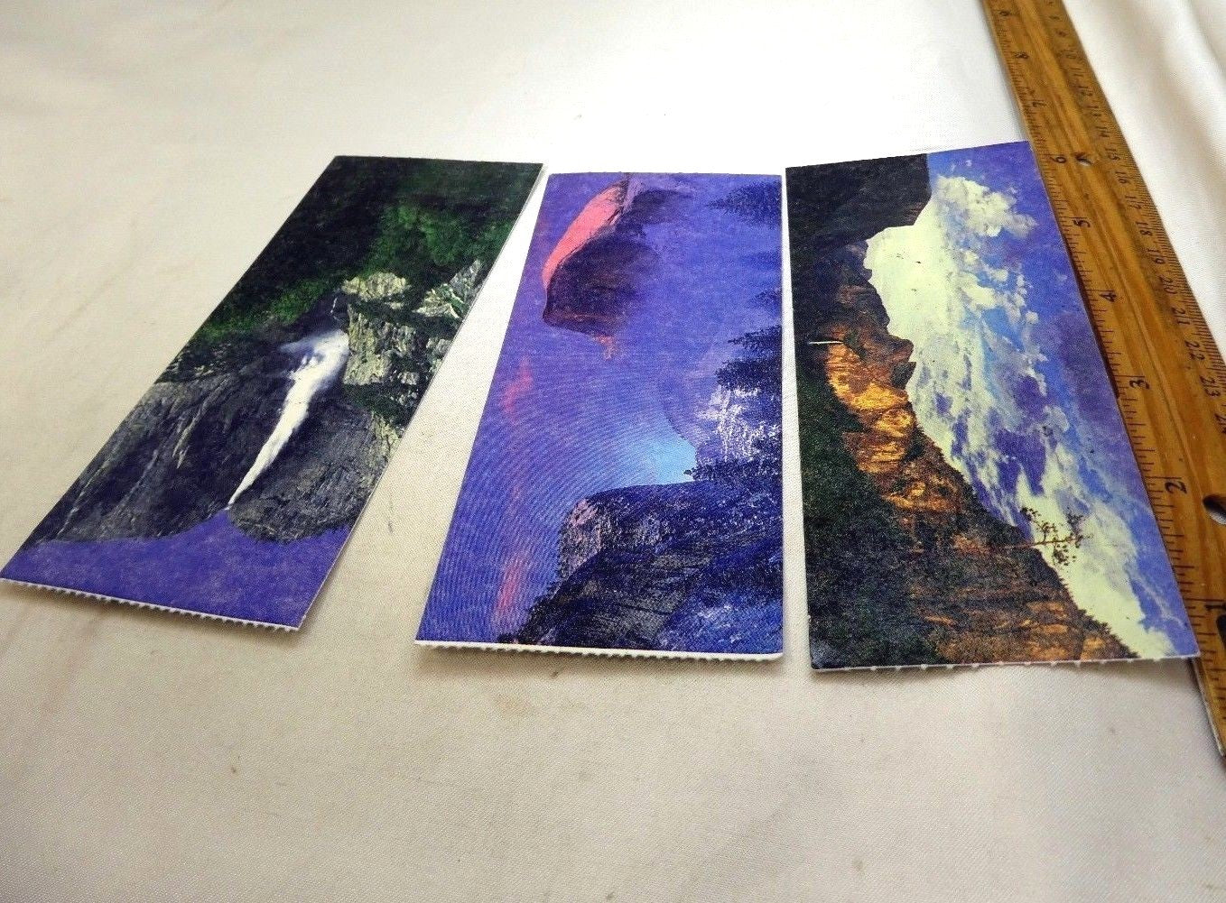 Yosemite sequoia park tickets set of three vintage colorful pictures 2.5x5"