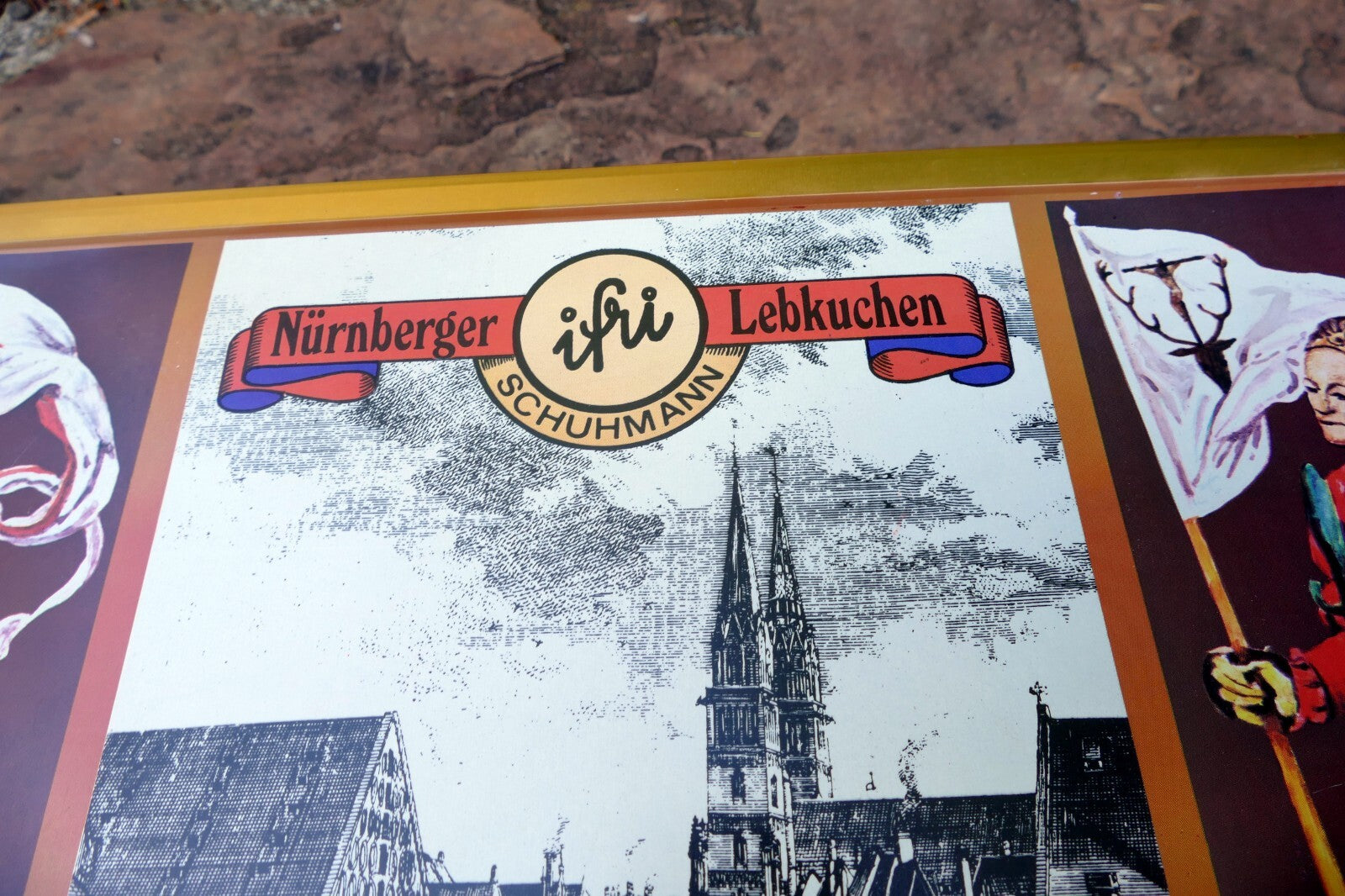 German Tin Box Schumann Nürnberger Burg Lebkuchen 12X15X5" large knight metal