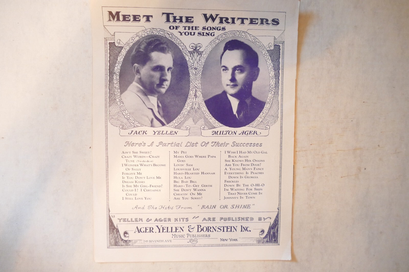 Come On Baby! 1928, by Archie Gottler, Sidney Claire and Maceo Pinkard