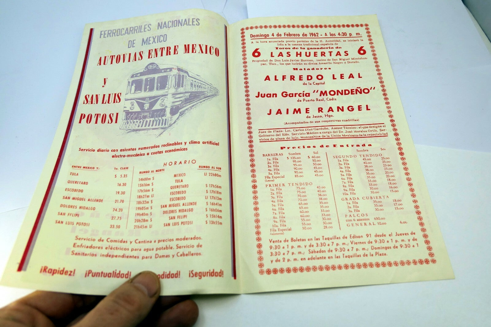 TOREO Temporada Hispano Mexicana 1961-1962 Brochure Program Mondeno Randel
