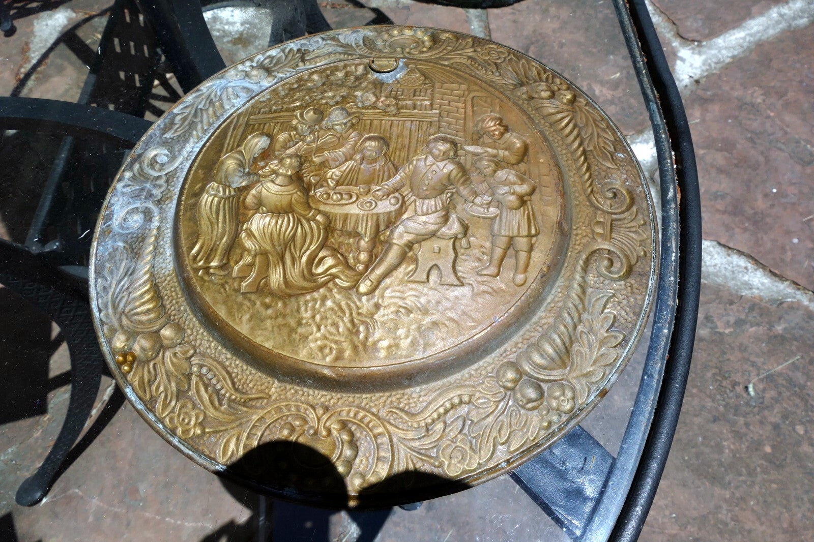 14" Antique Brass Pub Tavern Theme England Plates hanging Wall Art decor party