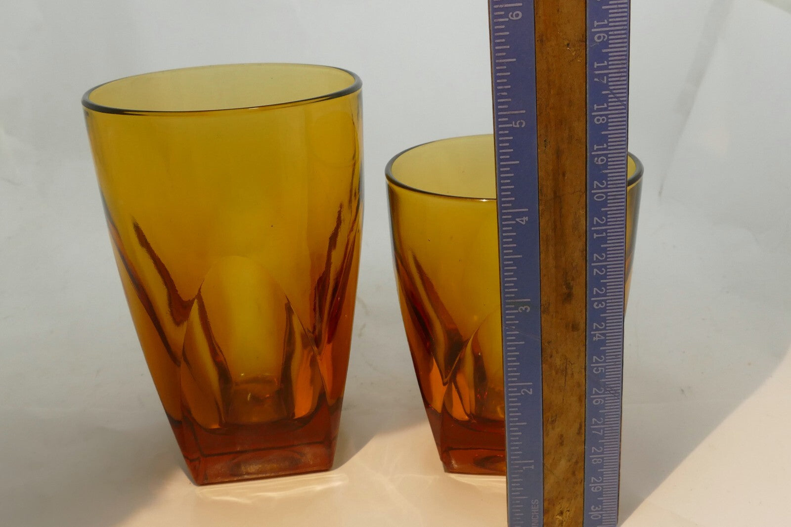 2 Vanity Amber By Colony 2-3 oz Flat Tumbler Large Whiskey Glasses