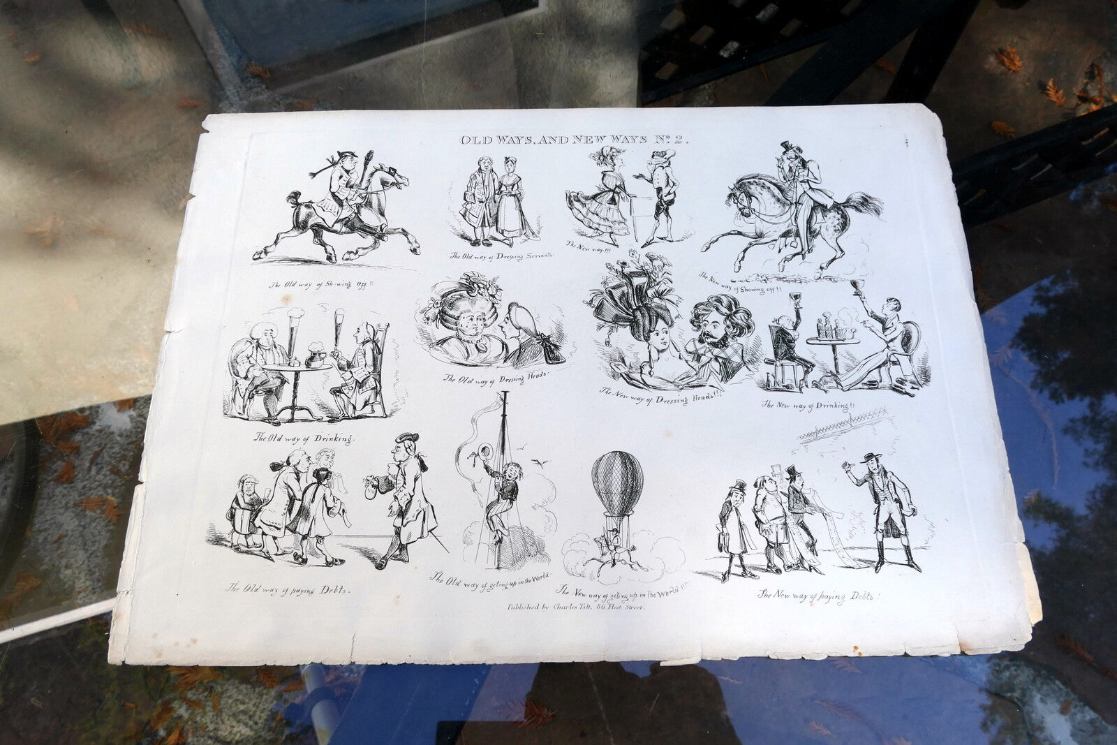 Old WAYS and NEW WAYS No 2 HENRY HEATH CARICATURE PRINT  1840 Victorian