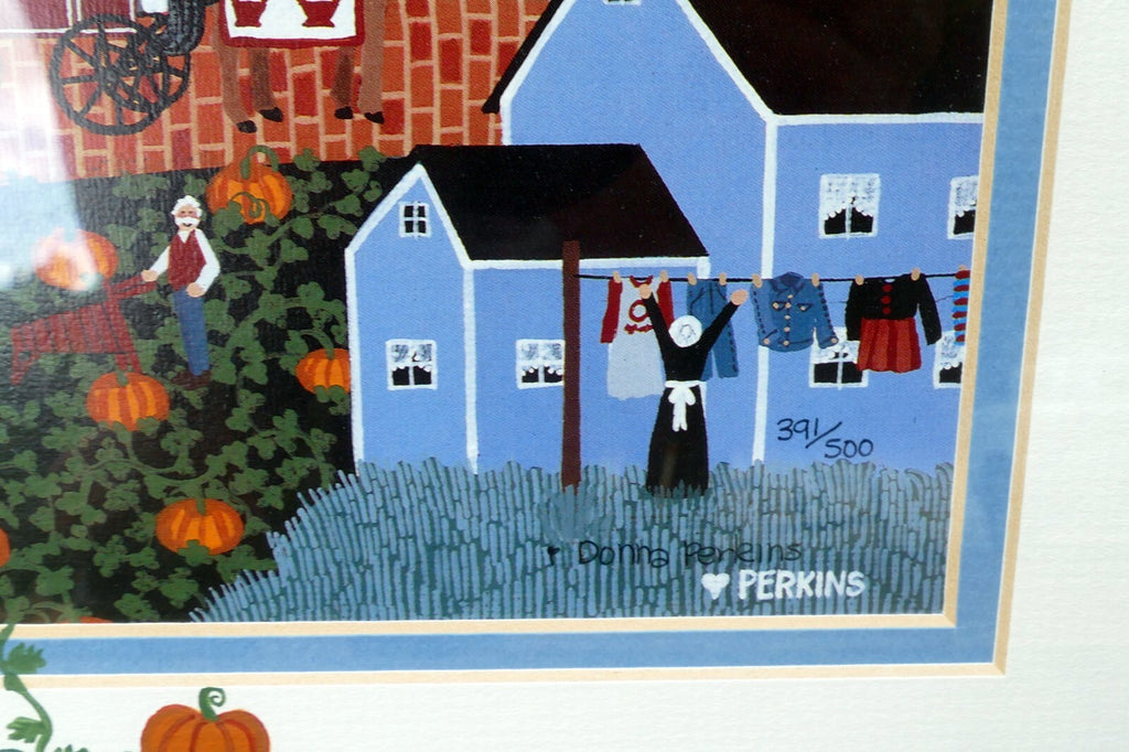 Pumpkin's Cove Folk Art 7X9" Print by Donna Perkins Signed Certified 391/500