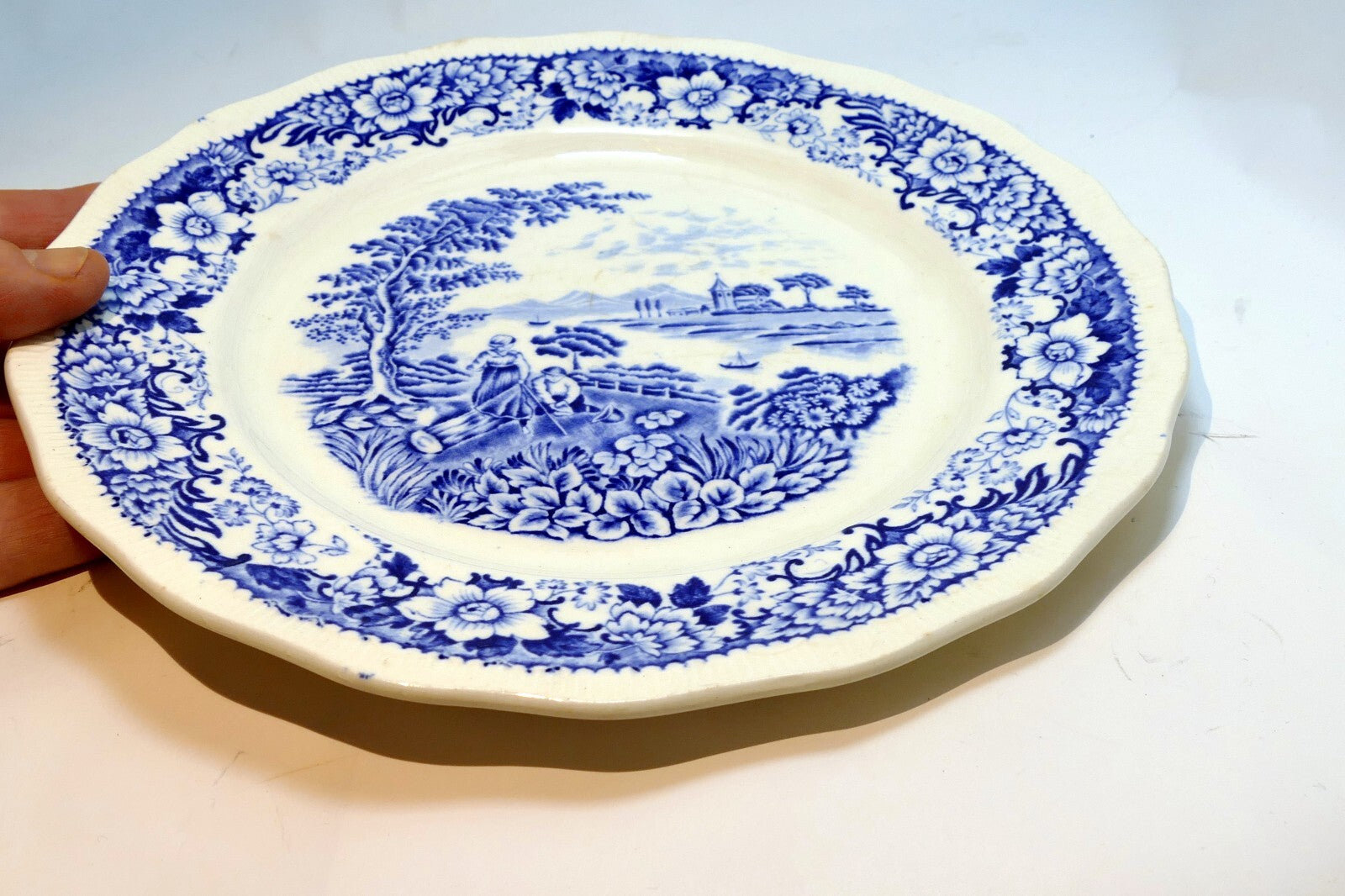 9" "Silverdale" Serving Bowl Hanley Blue Swinnertons England Transferware plate