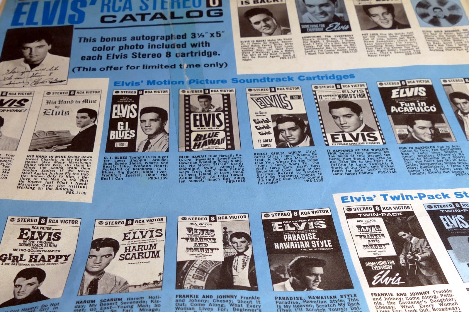 Inner Sleeve - Elvis Presley LP  Photos Stereo 8 CATALOG RCA VICTOR Records 1960