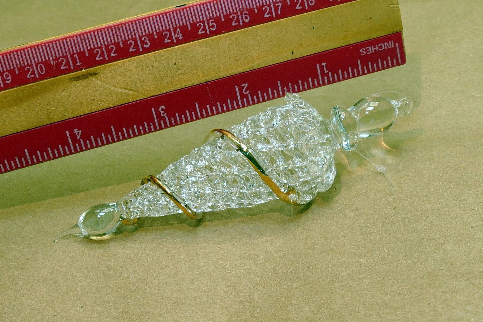 Christmas  Silvestri crystal icicle glass gold  4.5" hanging ornament