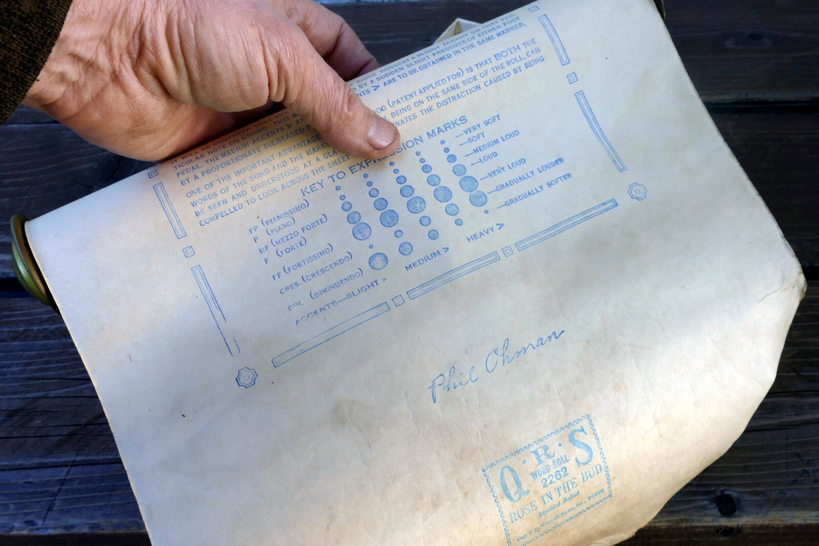 QRS Word Roll Blue Bird Ballads 2262 Rose in the Bud