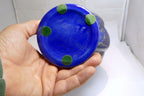 Blue Luster  Vase With Gold Oil Spot Design Glass 10" high Vase