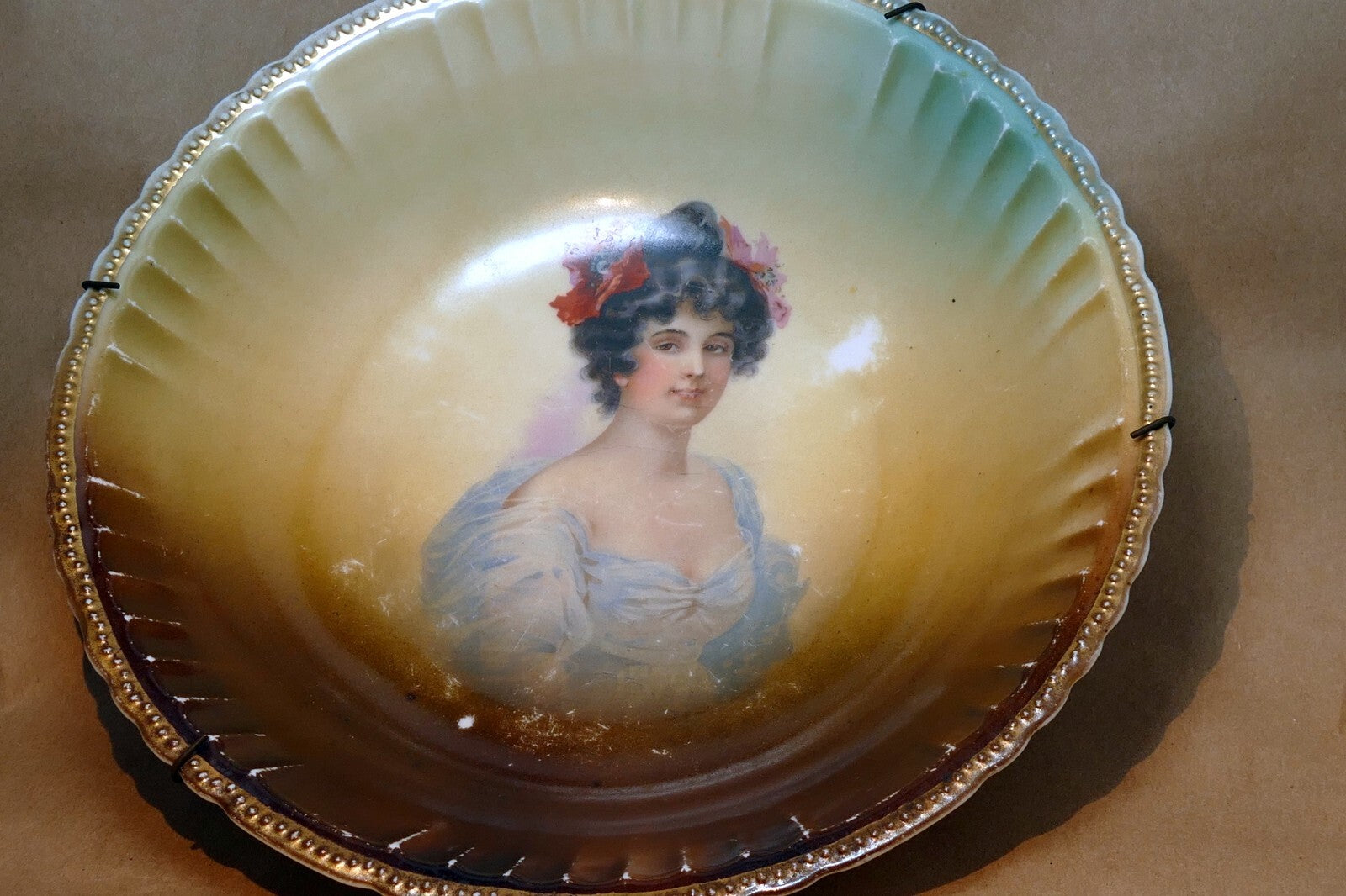 Victoria austria hand painted, signed portrait plate 9 1/2" antique