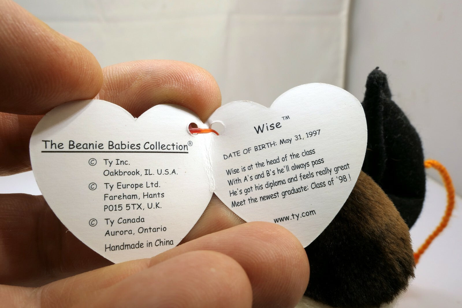 Ty Beanie Baby WISE '07 1998 OWL w/ Tags Plush Toy