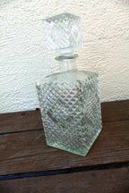 1 Litter Glass Decanter With Stopper 10" tall "Bourbon" square