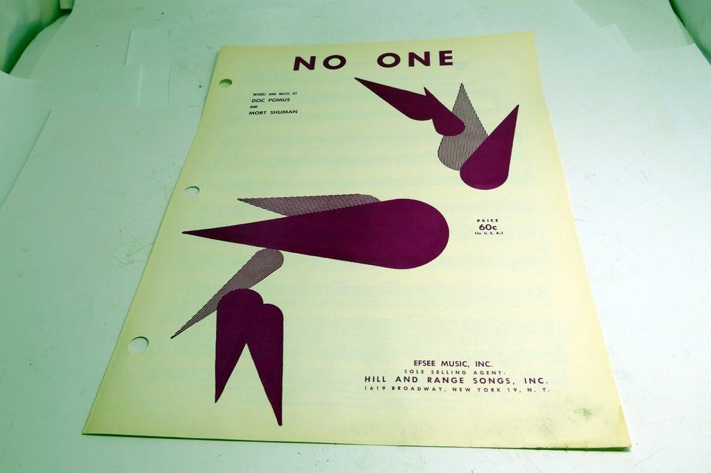 No One Doc Pomus Mort Shuman 1961 Sheet Music Ray Charles