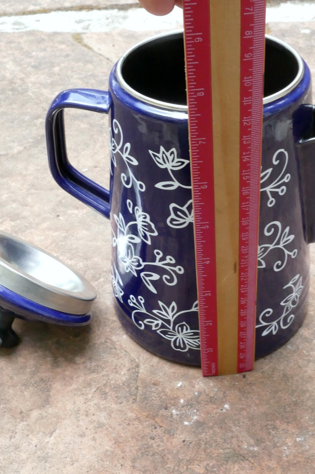 Temp-tations By Tara 2 Qt/2 L Metal Tea Kettle Teapot Stovetop-Safe Blue Floral