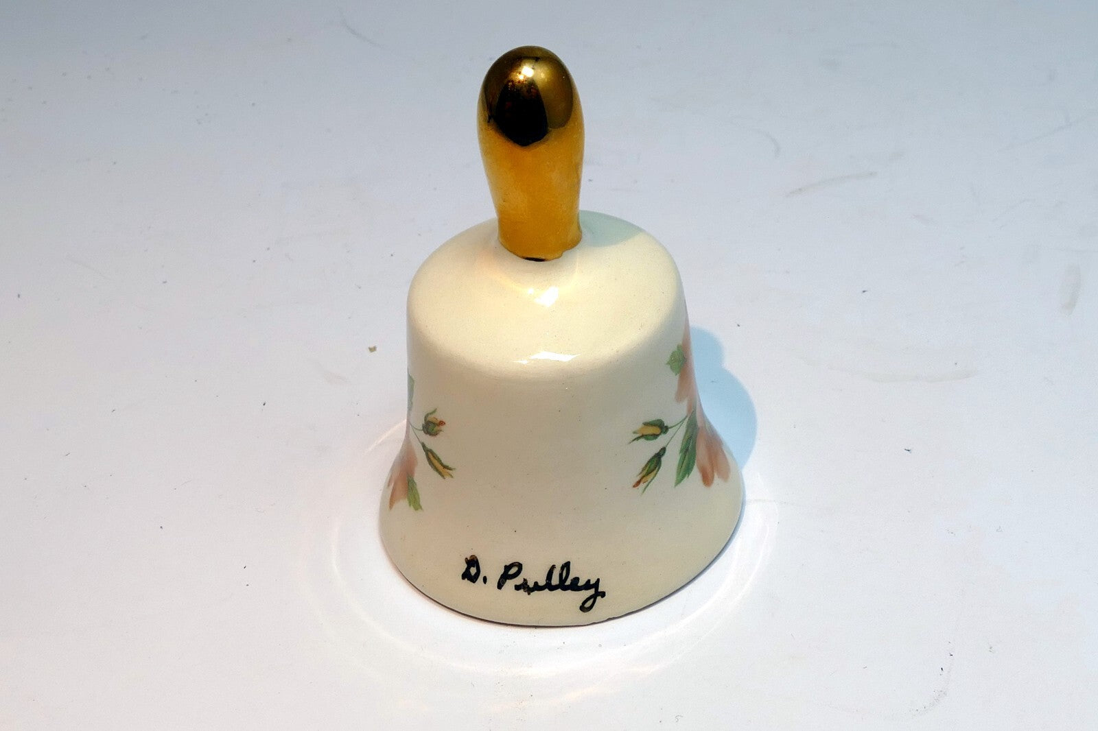 Vintage Hand Painted NIPPON Porcelain Bell D. Pulley Floral 2.5"