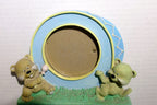 Picture Frame 3.5X3.5" Art Photo w glass Teddy Bear Figural ceramic baby boy