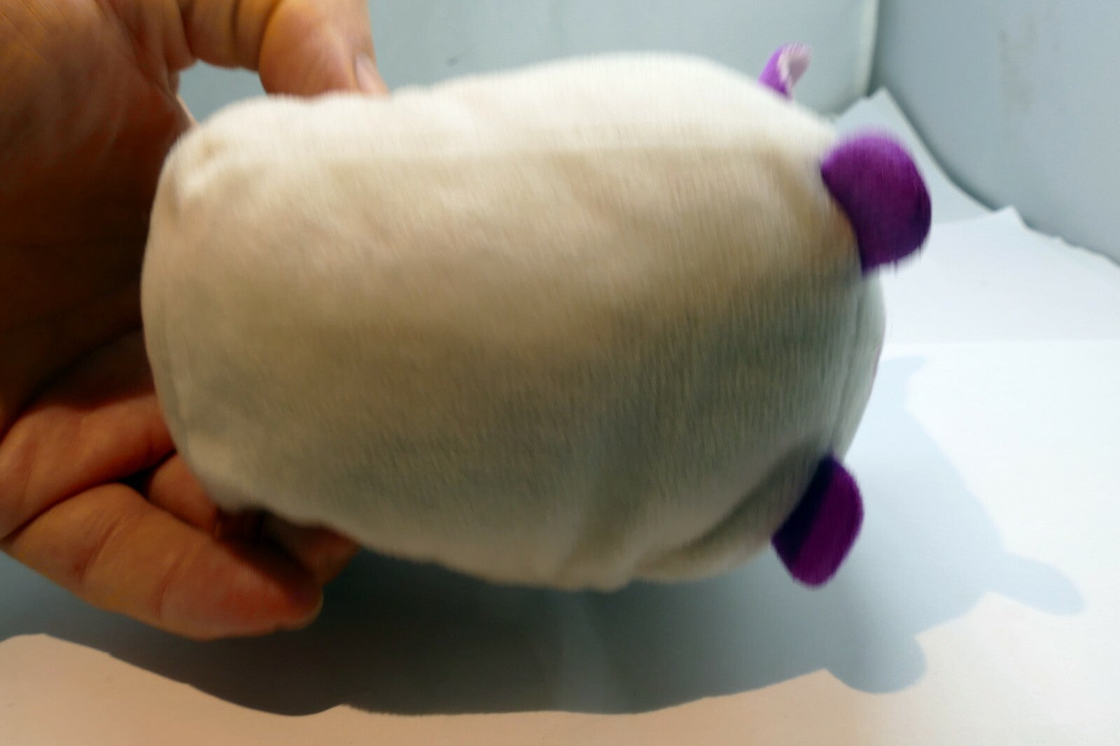 4" small Plush soft squishy gray purple COW bull 