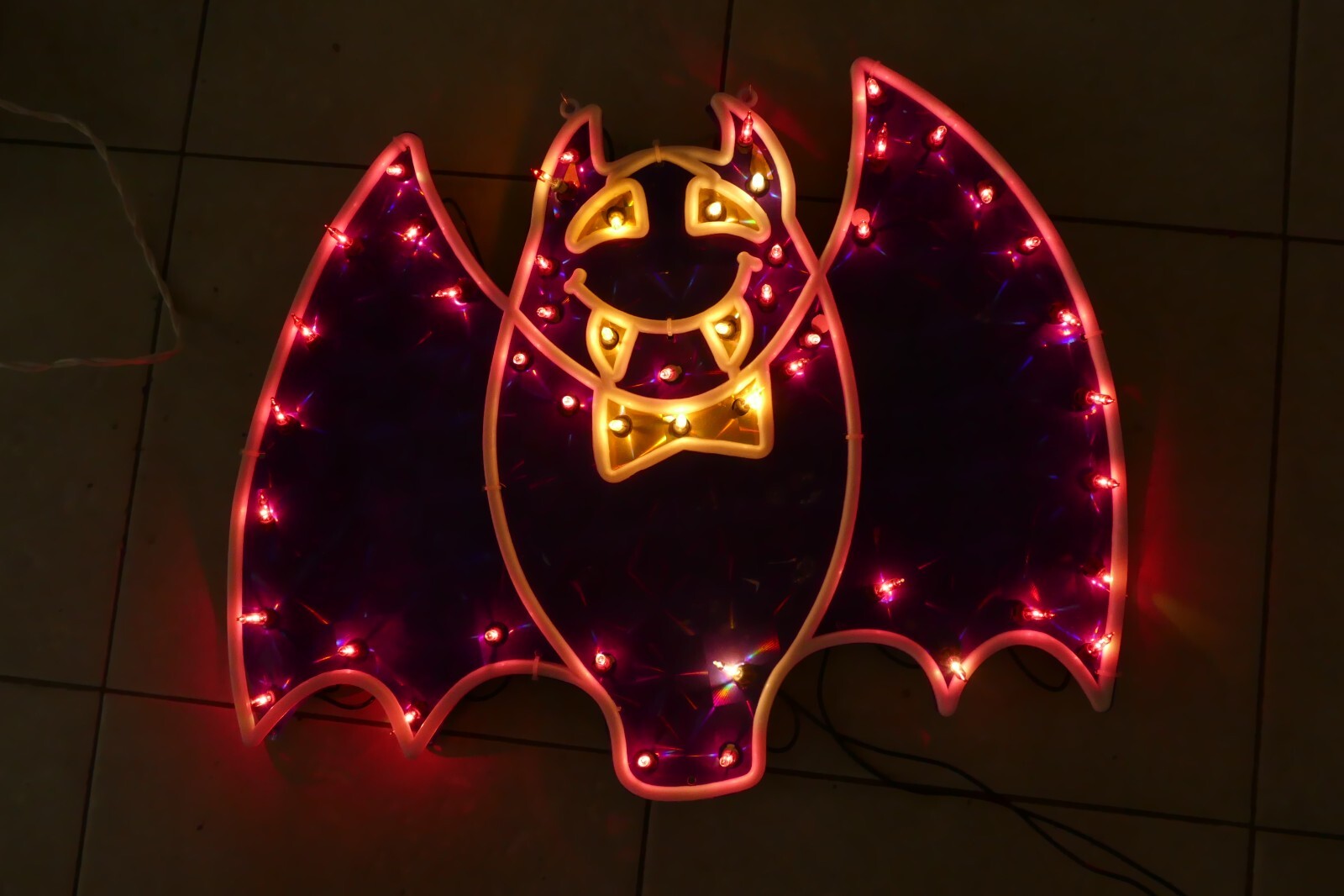 Halloween 18" Lighted Window Purple Vampire Bat - vintage decor
