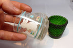 Set of 3 Glass Tealight Candle Holders 2" small beveled frosted Easter bunny